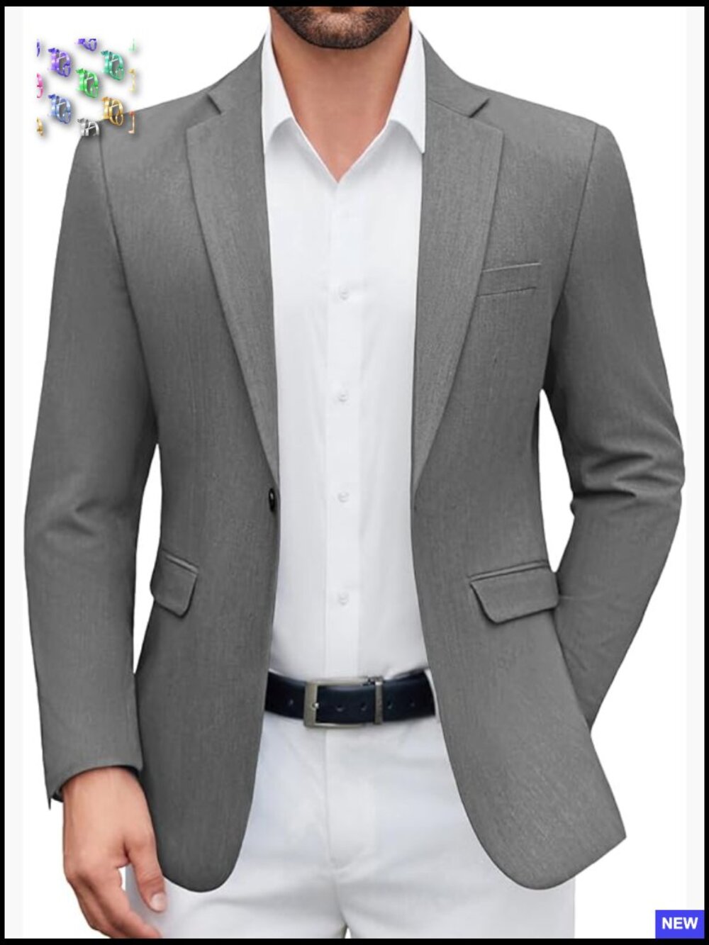 Lightweight Polyester Blazer One Button Sport Coat Classic Business Casual